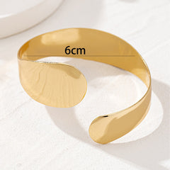 Minimalist Sculptural Wave Open Plain Gold Plated Cuff & Kada For Women