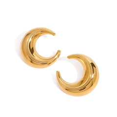 Crescent Moon 18K Gold Stainless Steel Anti Tarnish Stud Earring For Women