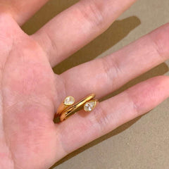 Gold Pear Oval Cubic Zirconia Copper Adjustable Ring For Women