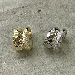 Gold Silver Double Band Cubic Zirconia Copper Ear Cuff Earrings Women