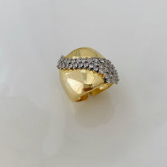 Gold Luxury Geometric Cubic Zirconia Copper Adjustable Ring Bracelet