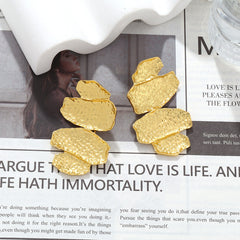 Beaten finish Joint Leaf Part 18k Gold Plated Anti Tarnish Dangler Earring For Women