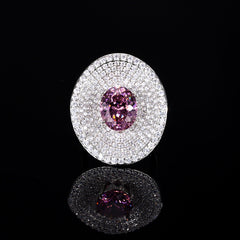 Round Cubic Zirconia Silver Anti Tarnish Adjustable Ring For Women