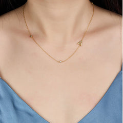 Initial Alphabets Letters 18K Gold Cubic Zirconia Stainless Steel Anti Tarnish Necklace For Women