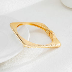 Beaten Finish Square Round 18K Gold Silver Openable Kada Bracelet For Women