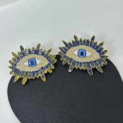 Shadow Eyelash Evil Eye Cubic Zirconia 18k Gold Black Stud Earring For Women