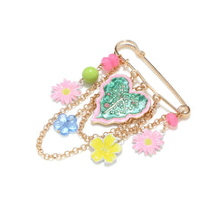 Multi Color Leaf Flower Gold Enamel Brooch For Women