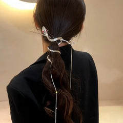 Luxury Snake Design Silver Plated Rhinestone Hair Accessories For Women