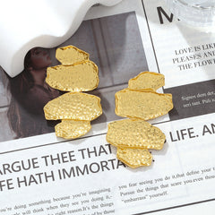 Beaten finish Joint Leaf Part 18k Gold Plated Anti Tarnish Dangler Earring For Women