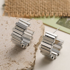 Gold Silver Modern Chunky Anti Tarnish Stainless Steel Earrings For Women