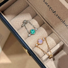 Multi Color Links Gold Silver Cubic Zirconia Copper Adjustable Ring