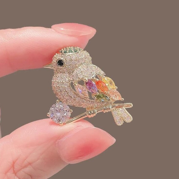 Multi Color Butterfly Gold Cubic Zirconia Copper Brooch For Women