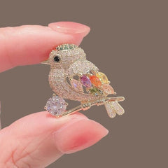 Multi Color Butterfly Gold Cubic Zirconia Copper Brooch For Women