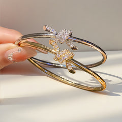 Designer Floral Dual Tone Gold Silver Plated CZ Copper Cuff & Kada