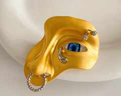Gold Silver Half Face Beads Alloy Brooch For Women