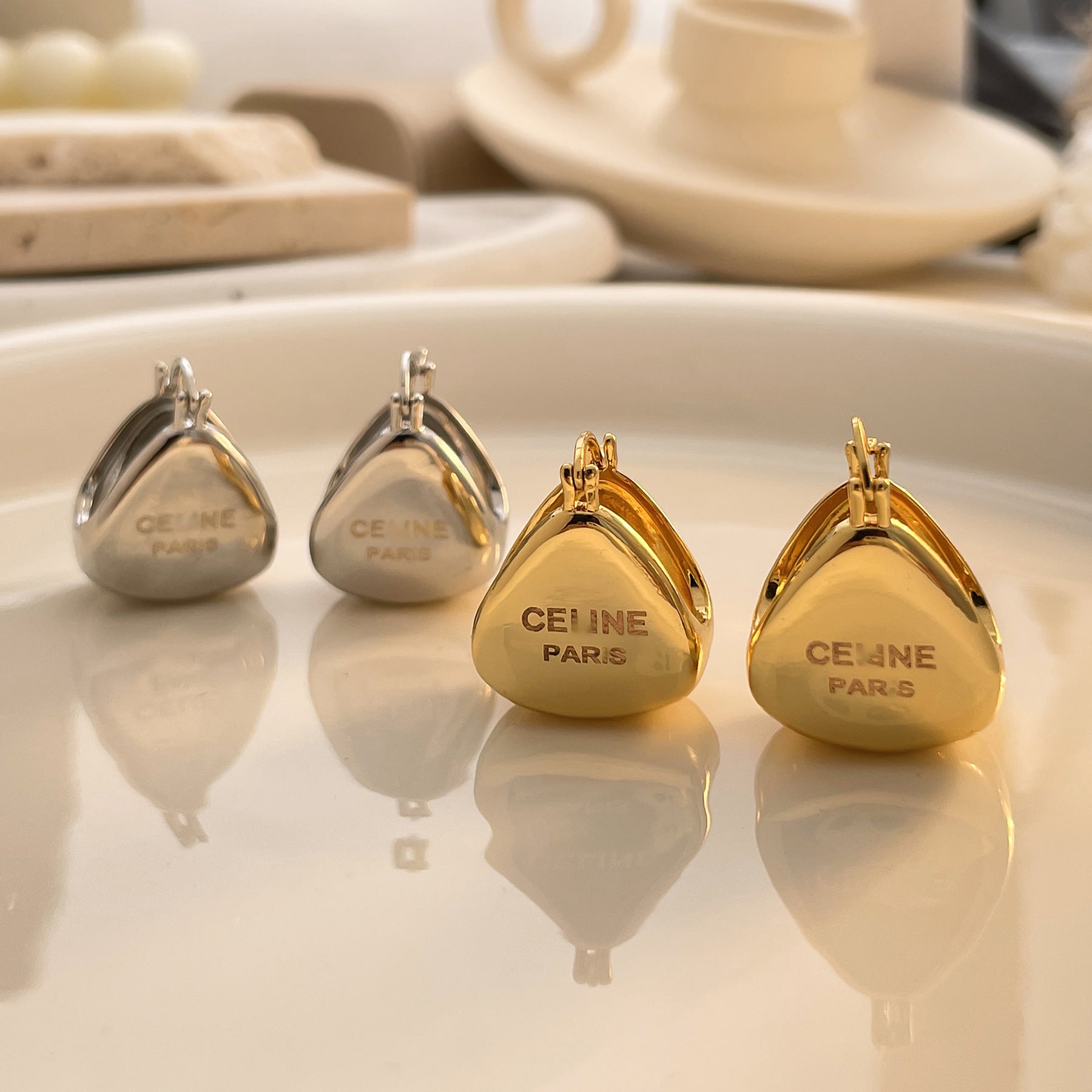 Glossy Ball 18K Gold Silver Anti Tarnish Stud Hoop Earring For Women