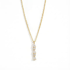 Stylish Teardrop & Heart Stone Gold CZ Anti Tarnish Copper Necklace