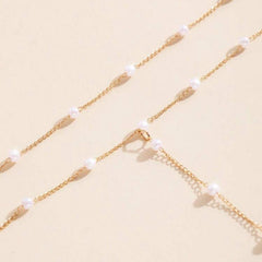 Minimal Hand Chain with Ring Gold Plated Pearl Bracelet For Women