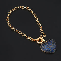 Multi Color Heart Cubic Zirconia Anti Tarnish Copper Bracelet Women