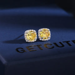 Square Silver CZ Halo Stud Earrings â€“ Anti Tarnish Copper