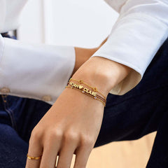 Multi Twelve Birthstone Gold CZ Stainless Steel Bracelet