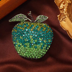 Red Green Apply Gold Plated Rhinestone Brooch For Women