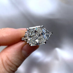 Silver Cushion Cut SilverCubic Zirconia Copper Adjustable Ring For Women