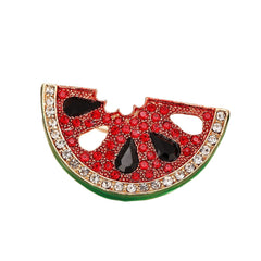 Red Green Watermelon Gold Plated Enamel Brooch For Women