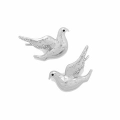 Gold Silver Dove Bird Plain Stud Earrings For Women