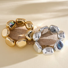 Designer Dual Tone Stretchable Gold Silver Plated Plain Alloy Bracelet