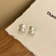 Bow Ribbon Glossy Silver Ear Cuff Earring Pair For Women
