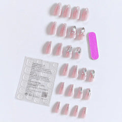 Sparkle White Cubic Zirconia Baby Pink Finger Nail Pack Of 10+Extra 14 For Women