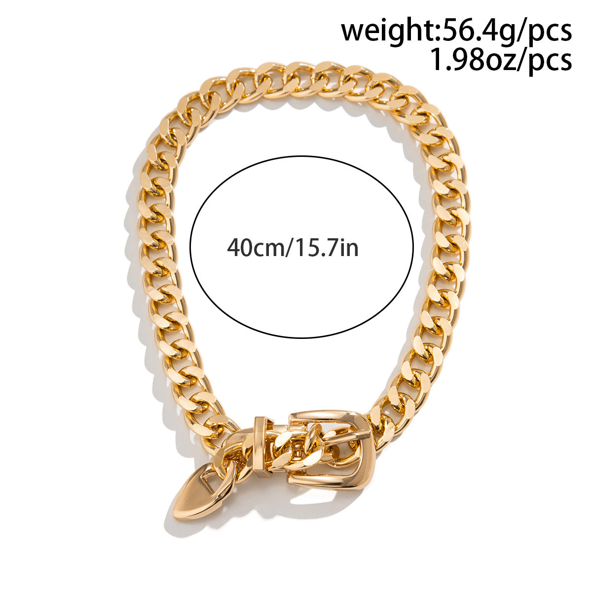 18k Gold Plated Anti Tarnish Curb Neck Belt Choker Necklace For Women