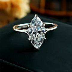 Gold Silver Marquise Cut Cubic Zirconia Copper Adjustable Ring For Women