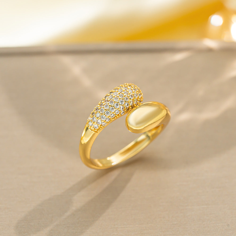 Wrap Design Gold Silver CZ Copper Anti Tarnish Adjustable Fancy Ring