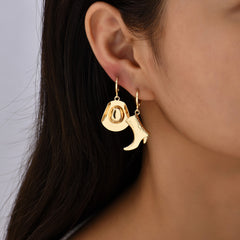 Trendy Western Boot & Hat Design Gold Plated Plain Alloy Hoop Earrings
