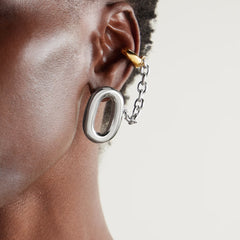 Modern Dual Tone Chain Link Gold Silver Plated Copper Ear Cuff Earrings