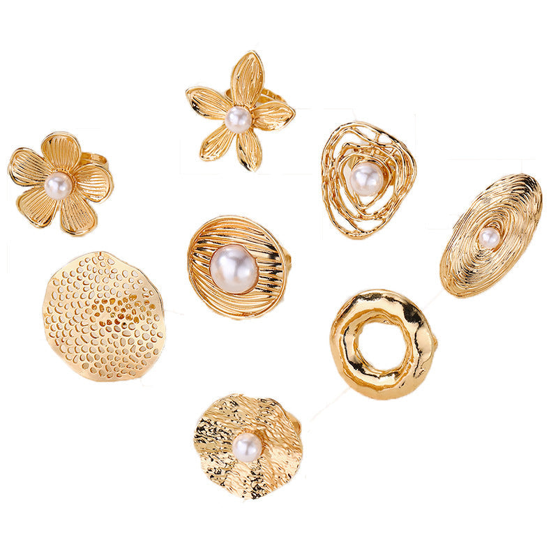 Filigree Pearl 18K Gold Plated Anti Tarnish Free Size Ring For Women