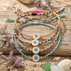 Multi Color Evil Eye Gold Plated Thread Bracelet  For Women