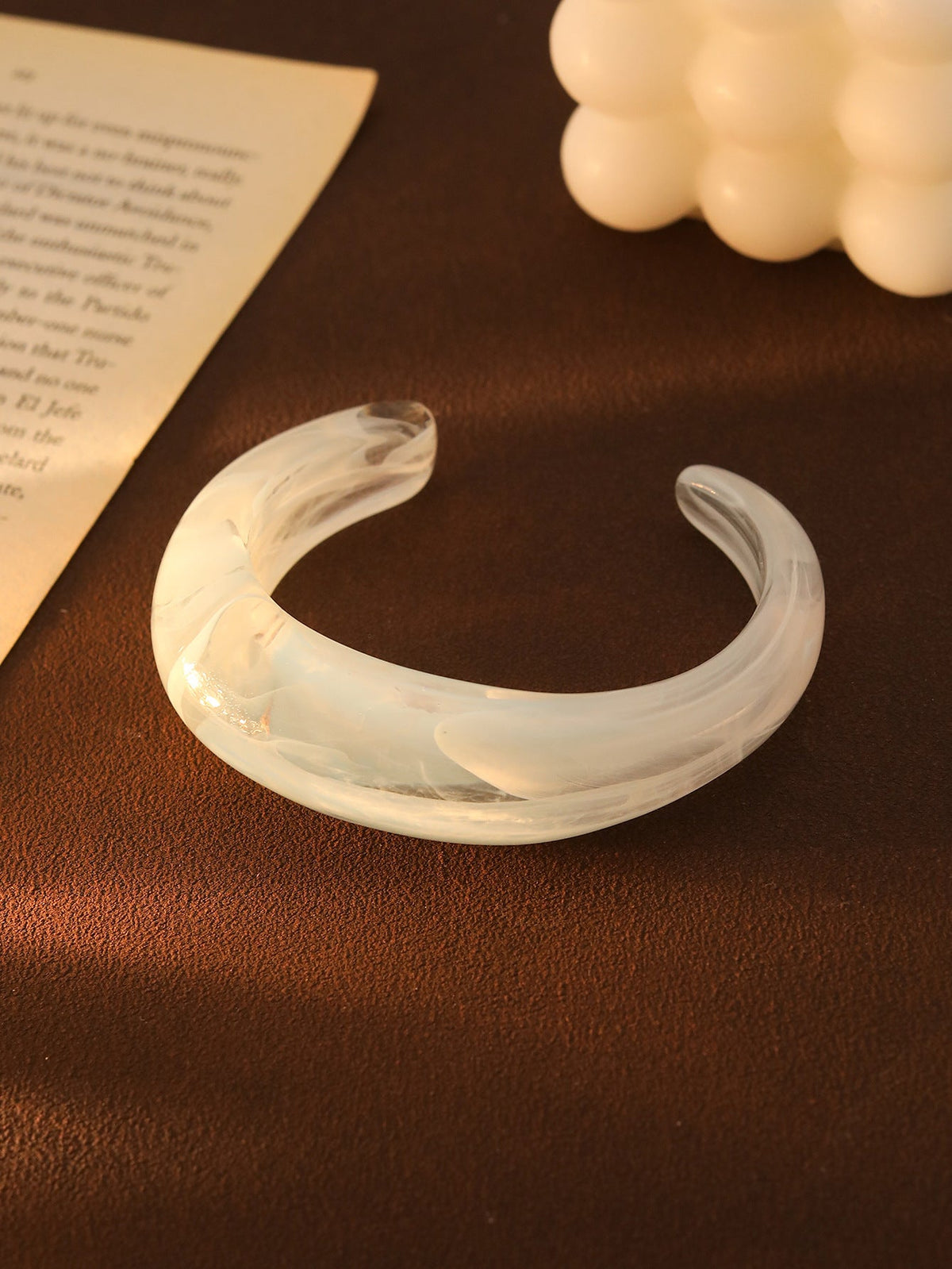 Acrylic White Orange Brown Cuff Kada Bracelet For Women