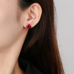 Designer Trillion Cut Silver Plated CZ Anti Tarnish Copper Stud Earrings