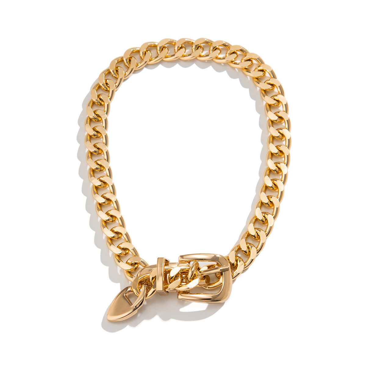 18k Gold Plated Anti Tarnish Curb Neck Belt Choker Necklace For Women