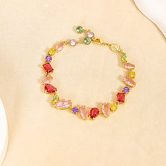 Multi Color Gemstone Gold CZ Anti Tarnish Copper Necklace Combo Set