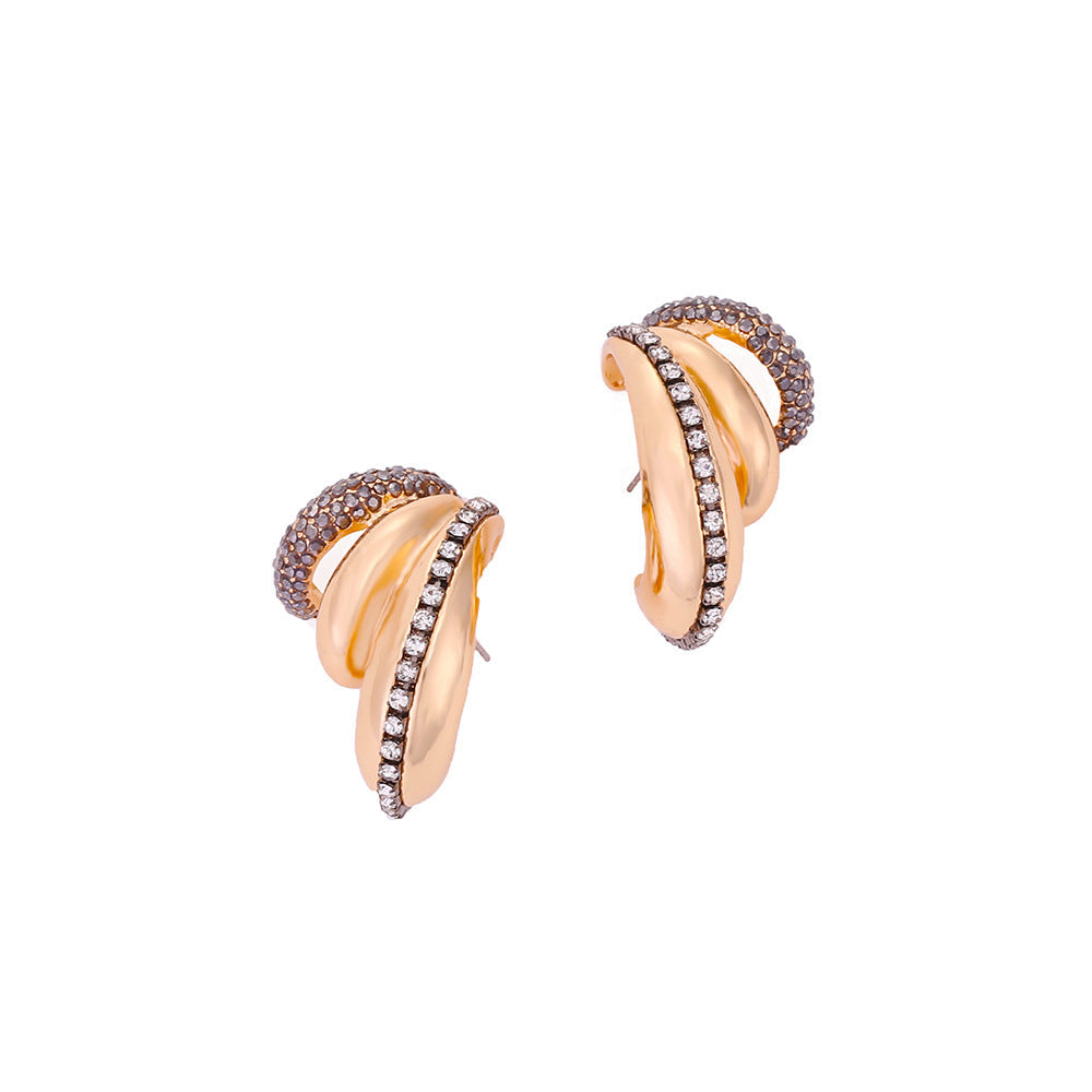 Luxury Two-Tone Teardrop Gold Silver Rhinestone Drop Earrings For Women
