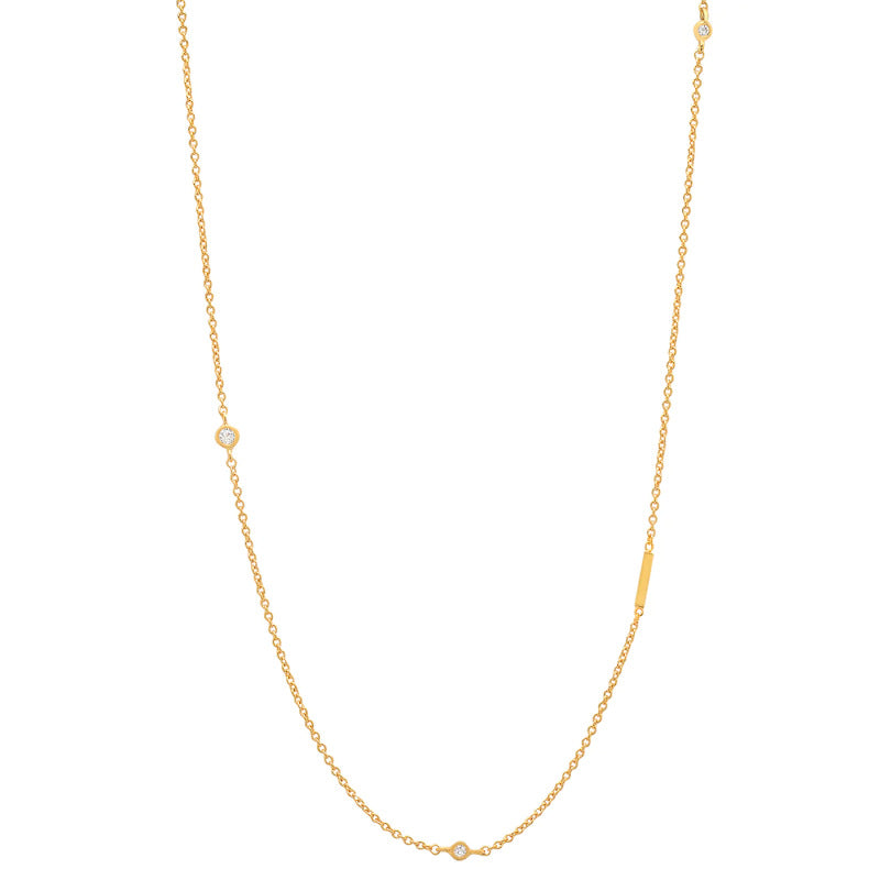 Initial Alphabets Letters 18K Gold Cubic Zirconia Stainless Steel Anti Tarnish Necklace For Women