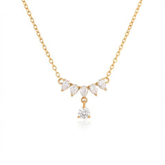 Stylish Teardrop & Heart Stone Gold CZ Anti Tarnish Copper Necklace