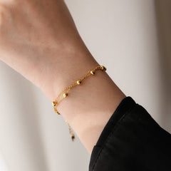 Ball Link Chain 18K Gold Stainless Steel Anti Tarnish Single Layer Anklet For Women