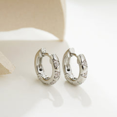 Chunky Dual Tone Gold Silver Plated CZ Stainless Steel Hoop Earrings