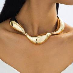 Gold Modern Bean Plain Necklace For Women