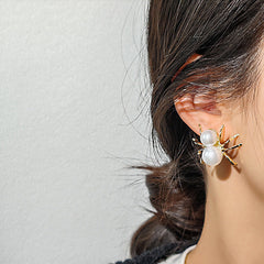 Spider Pearl 18K Gold Anti Tarnish Stud Earring For Women